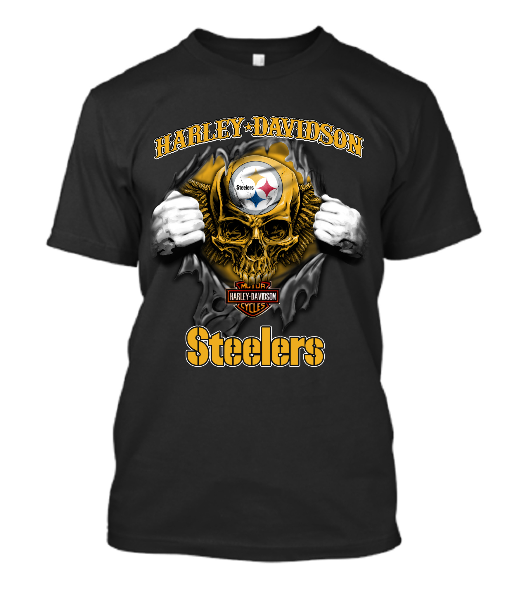 Harley Davidson Pittsburgh Steelers Skull Nfl Major Cycles T-Shirt