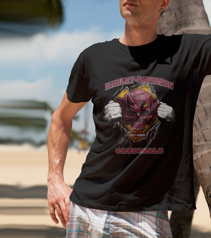 Harley Davidson Arizona Cardinals Skull Nfl T-Shirt