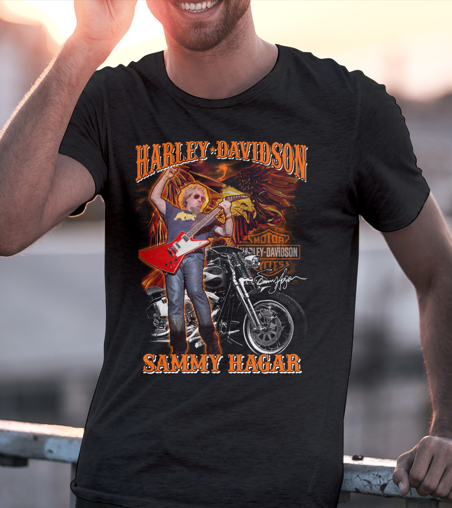 Harley Davidson Sammy Hagar Motorcycles Eagle Guitar Performance T-Shirt
