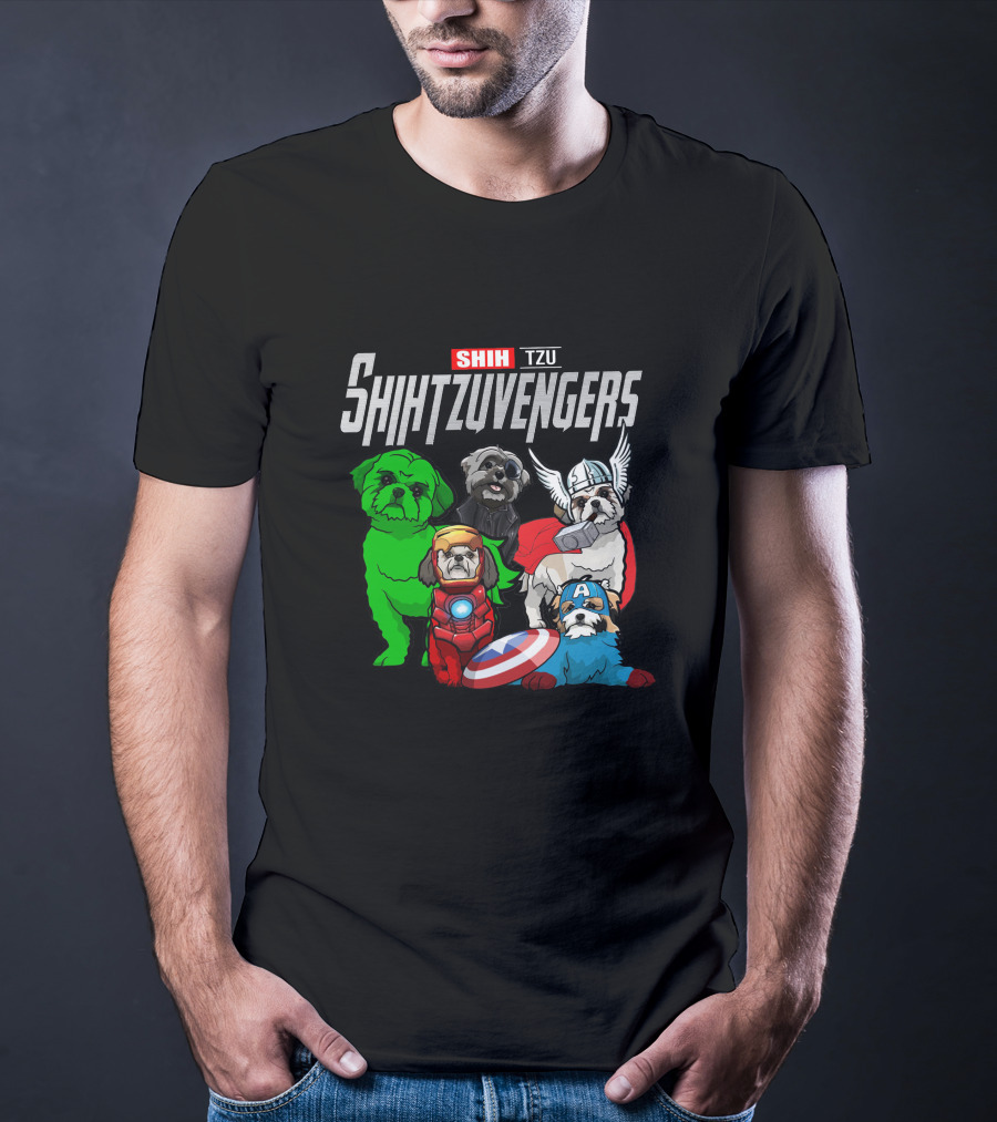 Shihtzuvengers Shih Tzu Dogs As Superheroes Assemble T-Shirt
