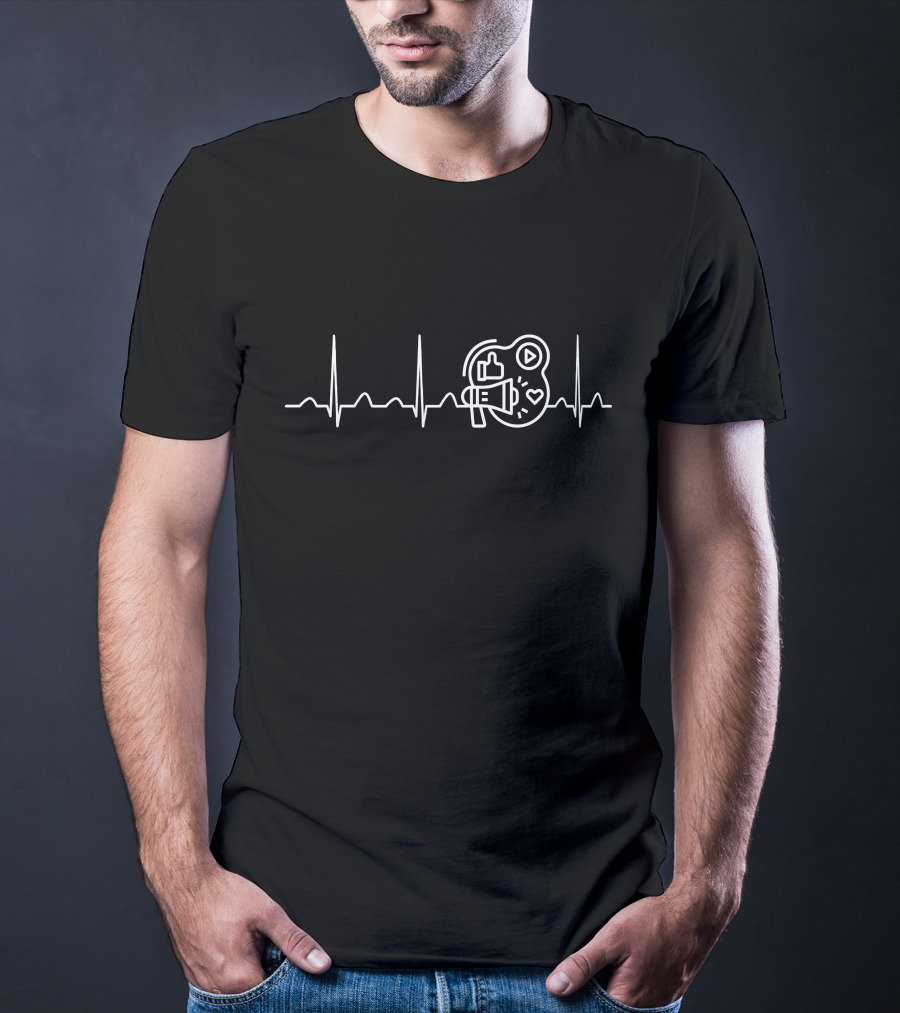 Advertising Heartbeat Megaphone Icons Likes Play Heartbeat Line T-Shirt
