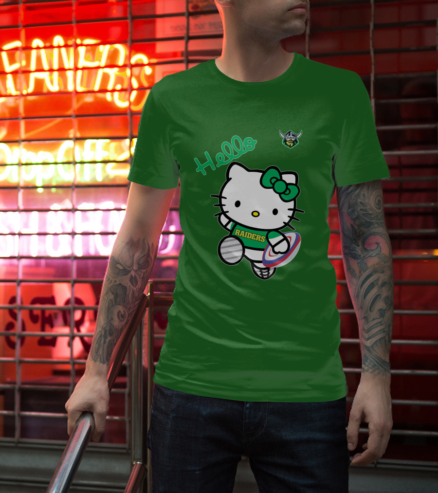 NRL1003 Hello Kitty Canberra Raiders Football T-Shirt