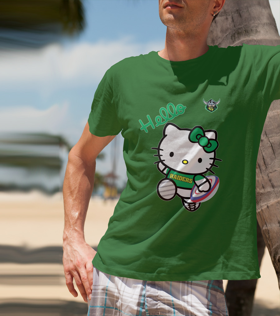 NRL1003 Hello Kitty Canberra Raiders Football T-Shirt