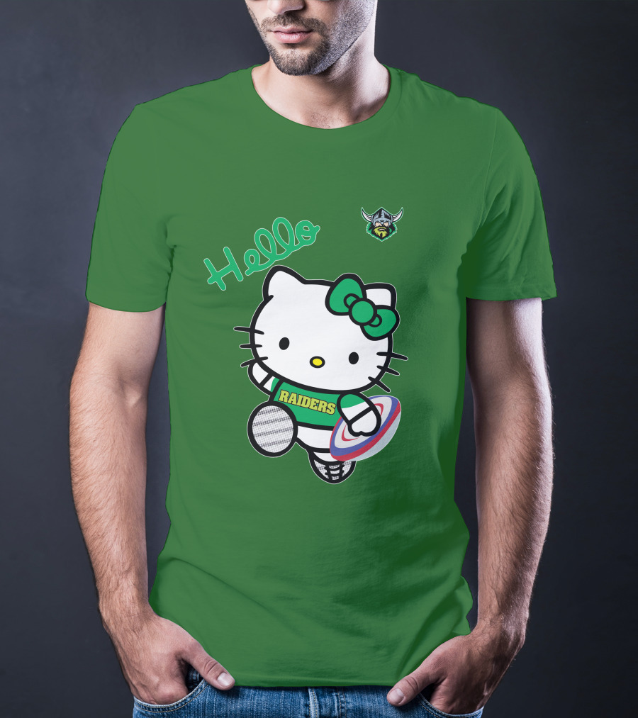 NRL1003 Hello Kitty Canberra Raiders Football T-Shirt