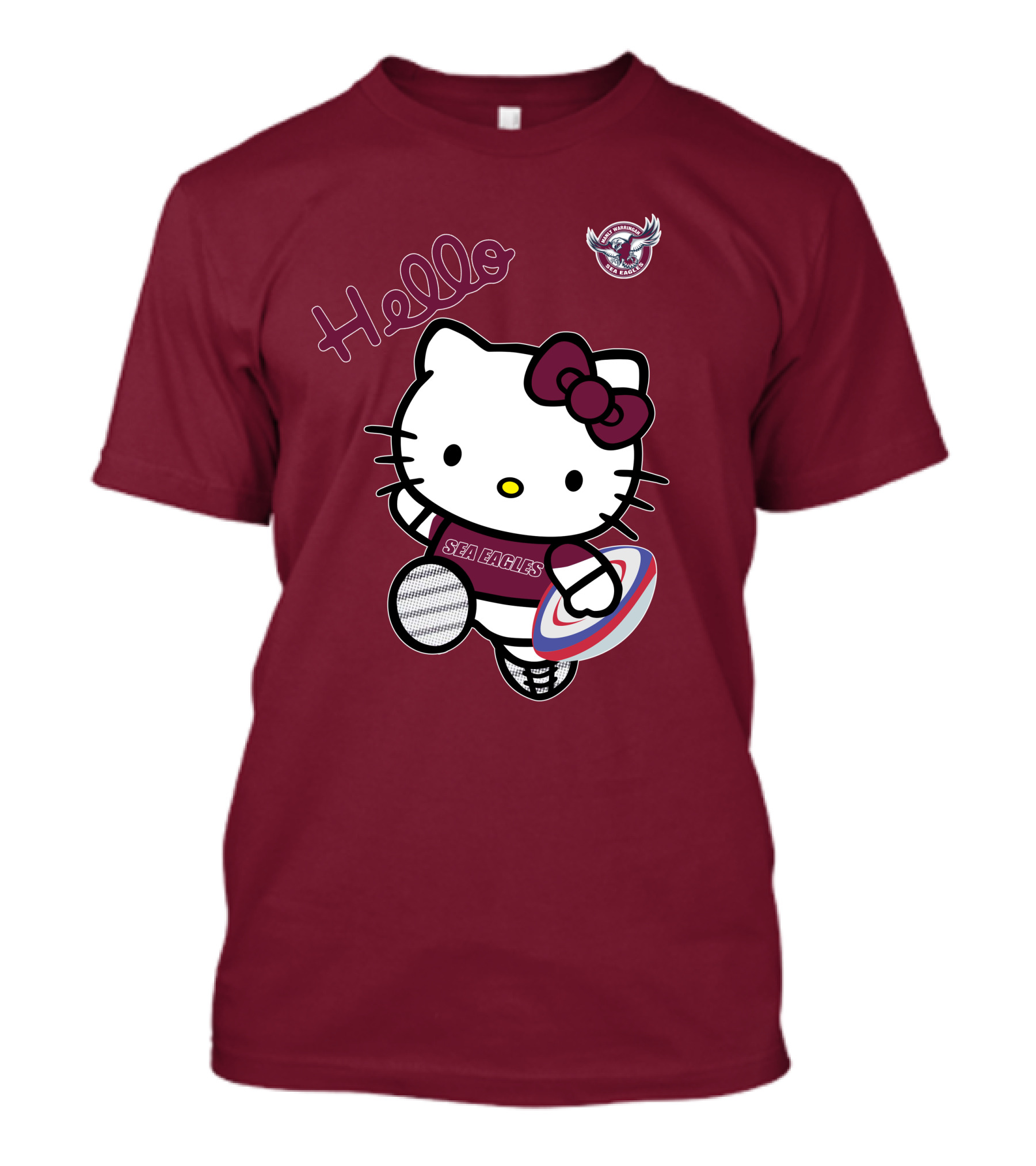 NRL1007 Manly Warringah Sea Eagles Hello Kitty Rugby Fan T-Shirt