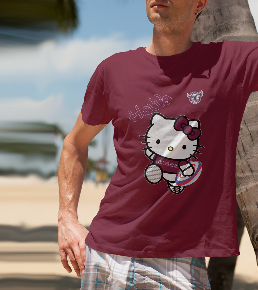NRL1007 Manly Warringah Sea Eagles Hello Kitty Rugby Fan T-Shirt