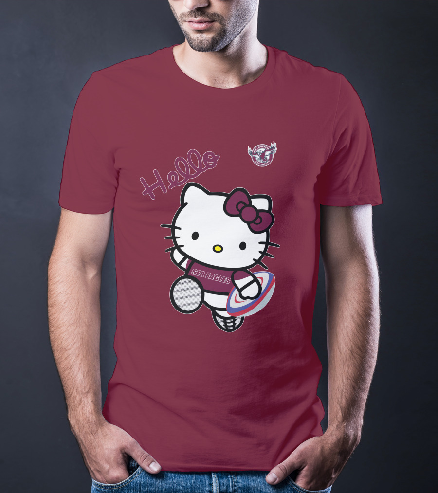 NRL1007 Manly Warringah Sea Eagles Hello Kitty Rugby Fan T-Shirt