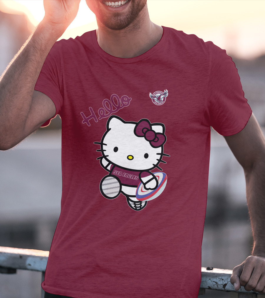 NRL1007 Manly Warringah Sea Eagles Hello Kitty Rugby Fan T-Shirt