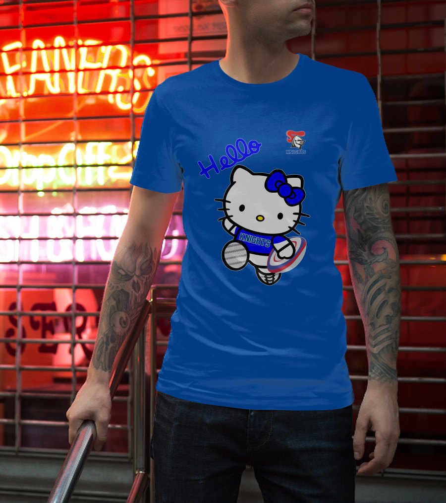 NRL1010 Newcastle Knights Hello Kitty Rugby Crossover T-Shirt
