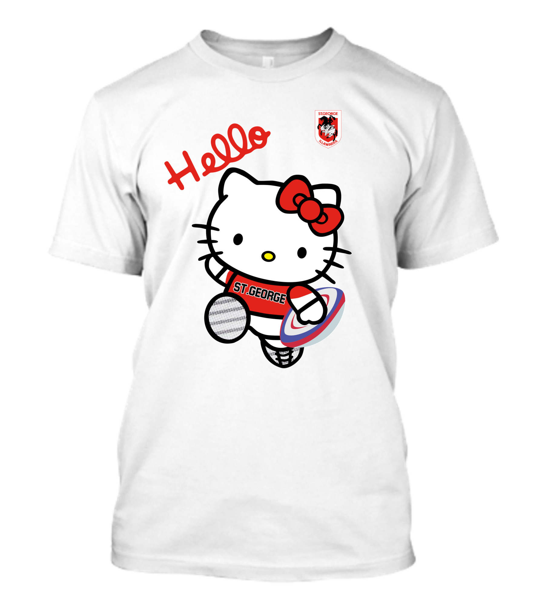 NRL1006 St. George Illawarra Dragons Hello Kitty Rugby Fan T-Shirt