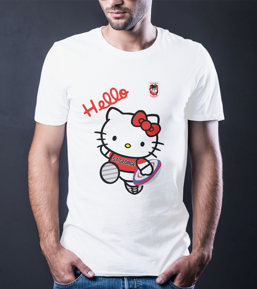 NRL1006 St. George Illawarra Dragons Hello Kitty Rugby Fan T-Shirt