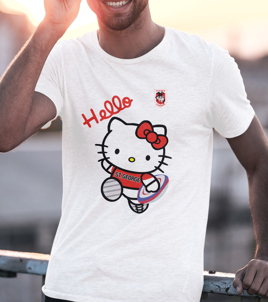 NRL1006 St. George Illawarra Dragons Hello Kitty Rugby Fan T-Shirt