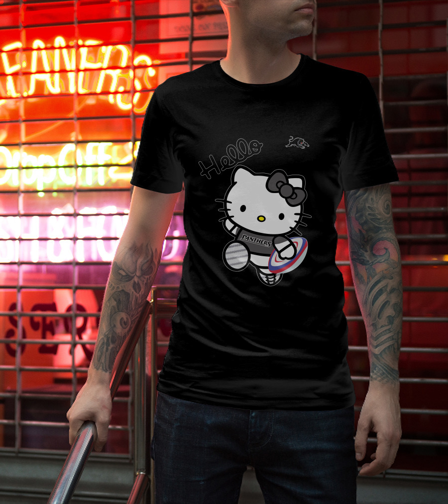 NRL1015 Penrith Panthers Hello Kitty Rugby Crossover T-Shirt