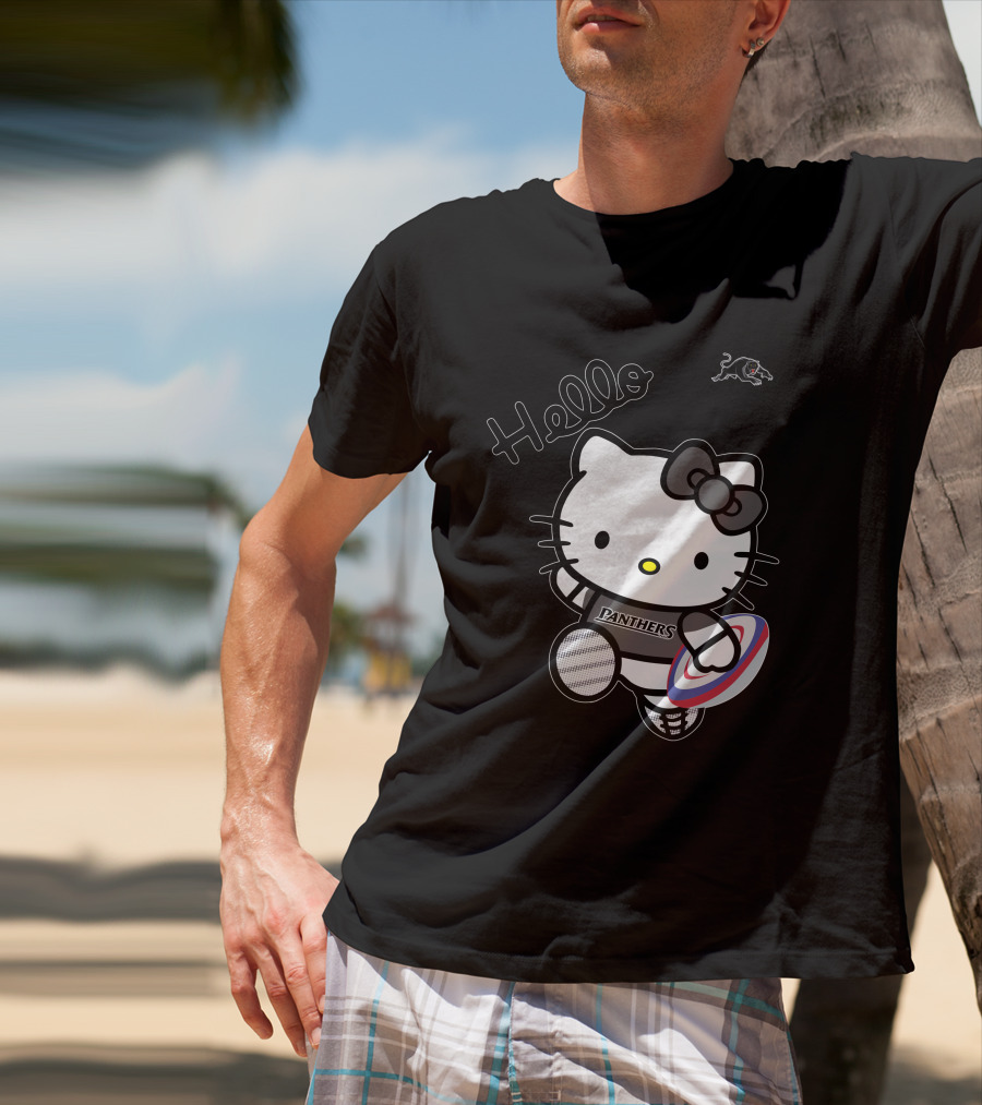 NRL1015 Penrith Panthers Hello Kitty Rugby Crossover T-Shirt
