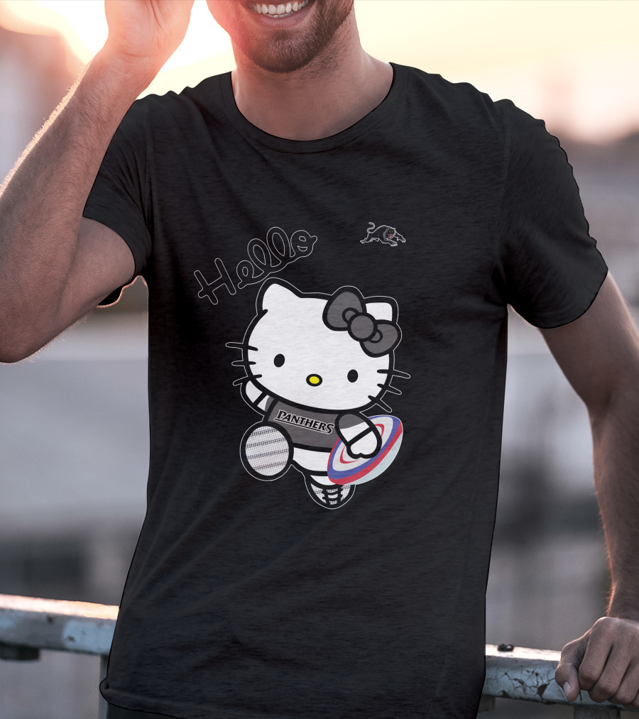 NRL1015 Penrith Panthers Hello Kitty Rugby Crossover T-Shirt