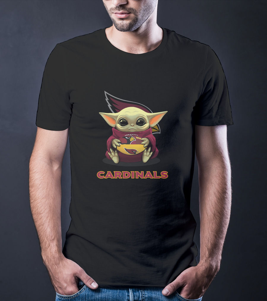 Arizona Cardinals Baby Yoda Holding Football T-Shirt