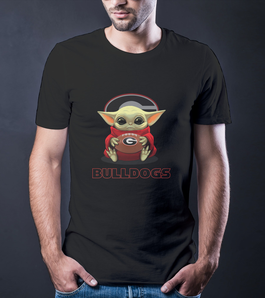 Georgia Bulldogs Baby Yoda Football T-Shirt