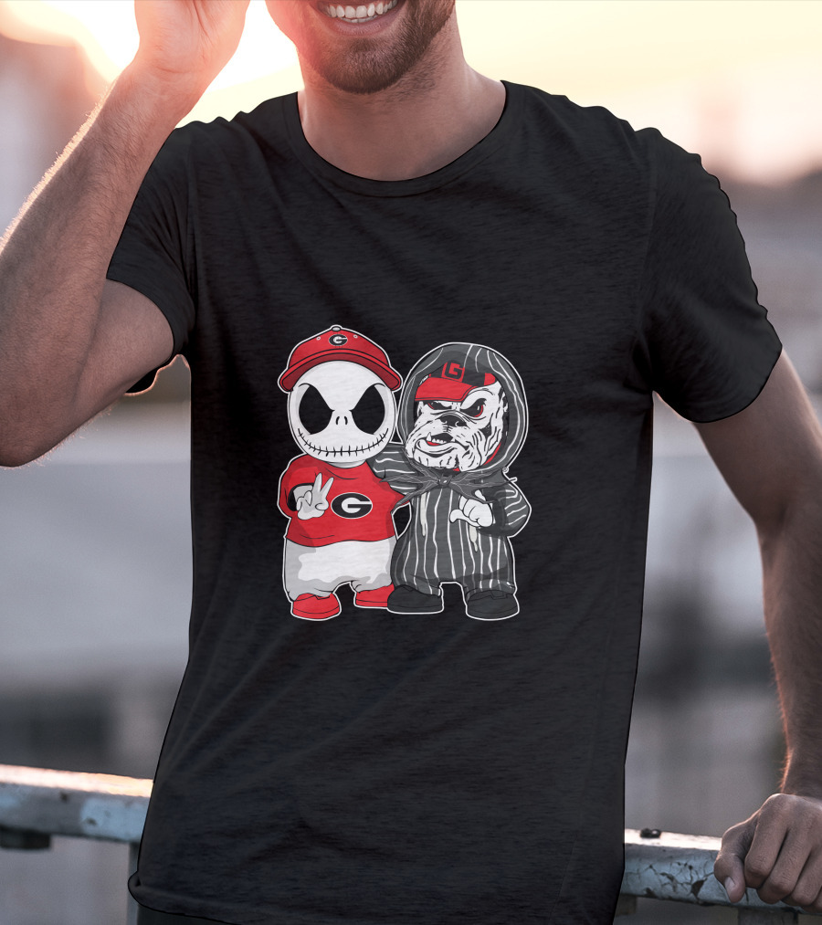 Georgia Bulldogs Jack Skellington And Uga Bulldog Fan T-Shirt