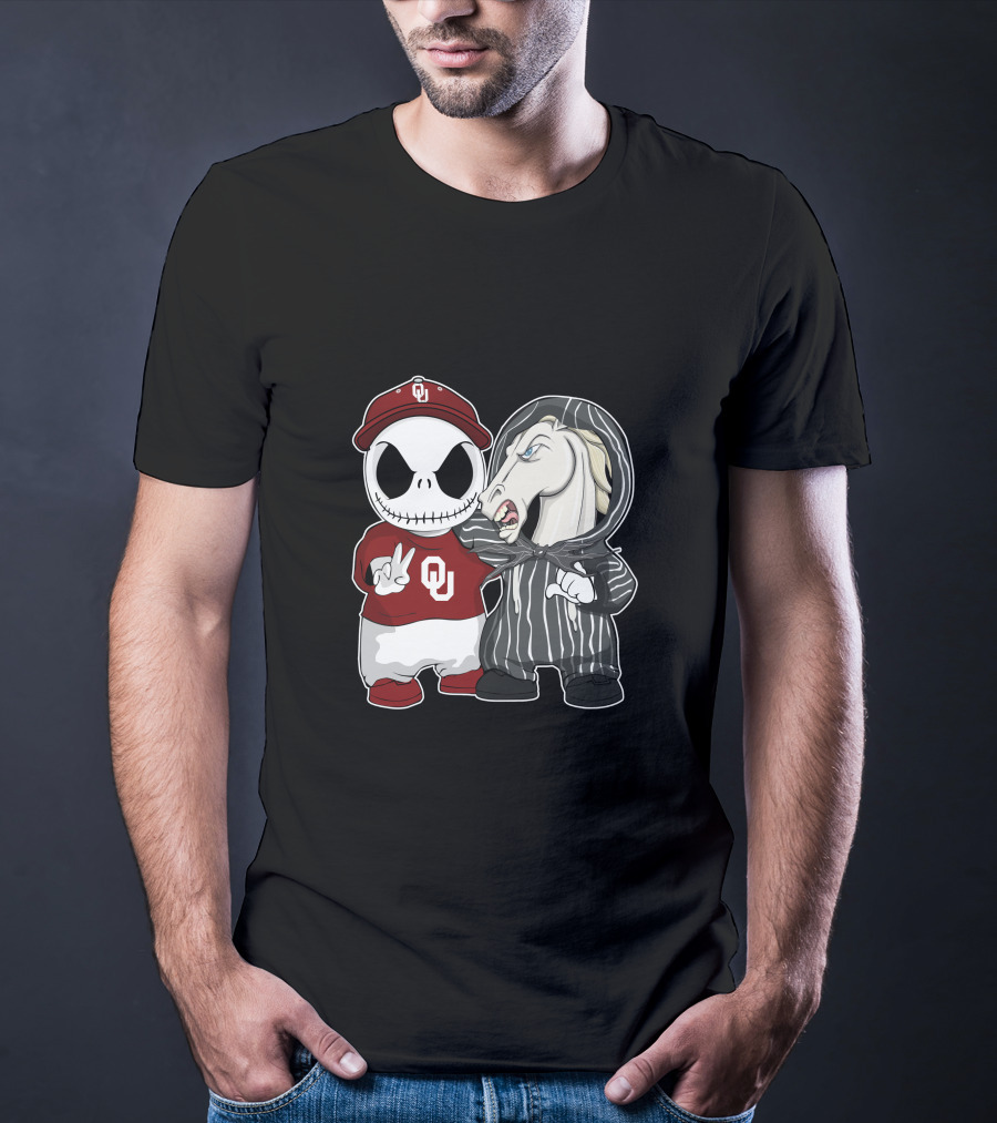 Oklahoma Sooners Jack Skellington And Nightmare Horse Team-Up T-Shirt