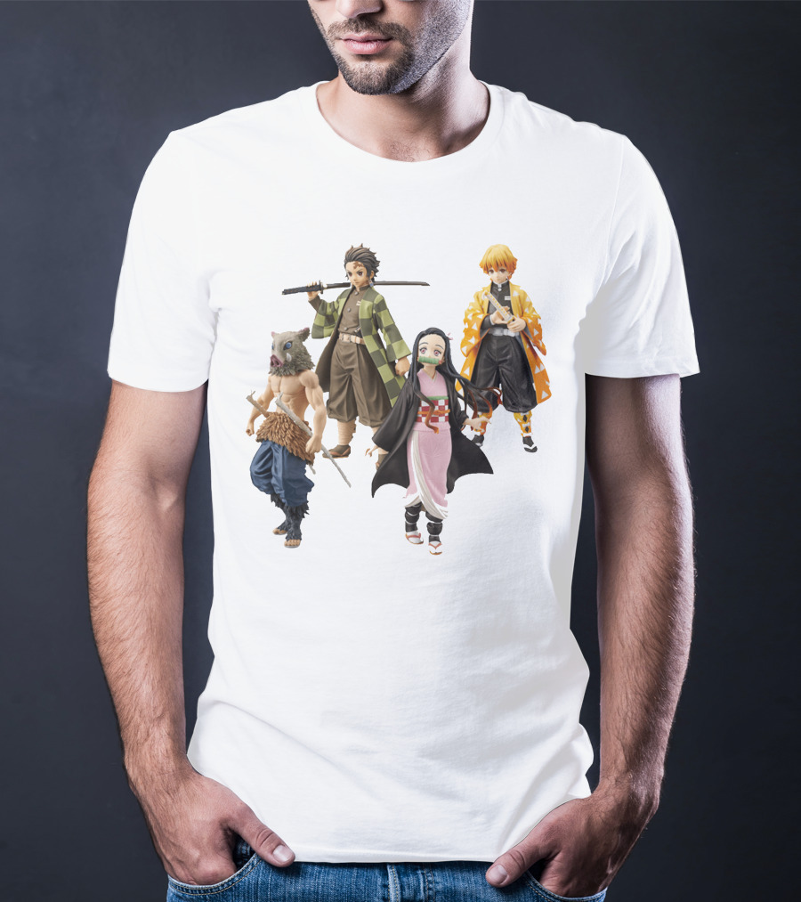 Demon Slayer Tanjiro Nezuko Zenitsu Inosuke Figures T-Shirt