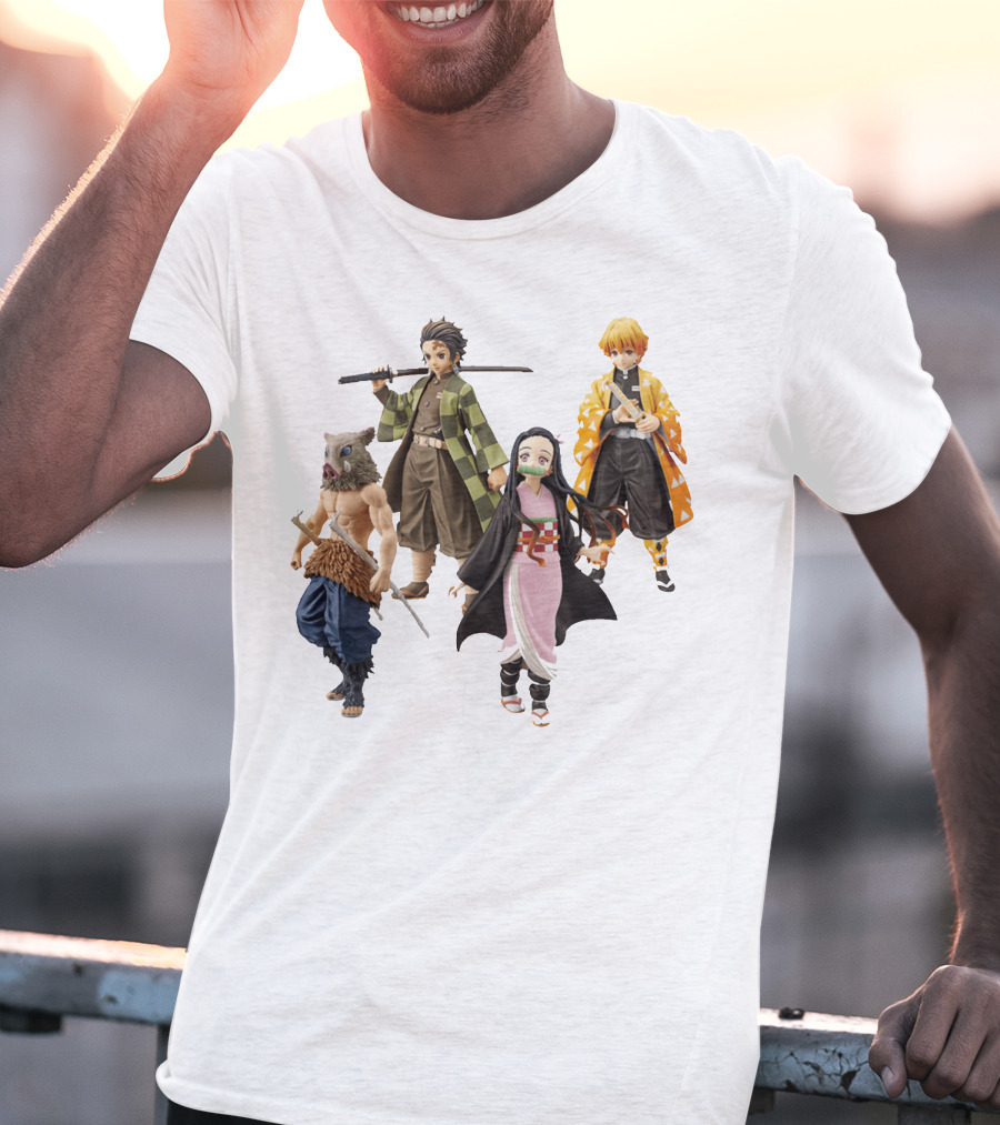 Demon Slayer Tanjiro Nezuko Zenitsu Inosuke Figures T-Shirt