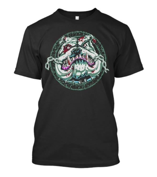 Angry Bulldog Chains Fierce Expression T-Shirt