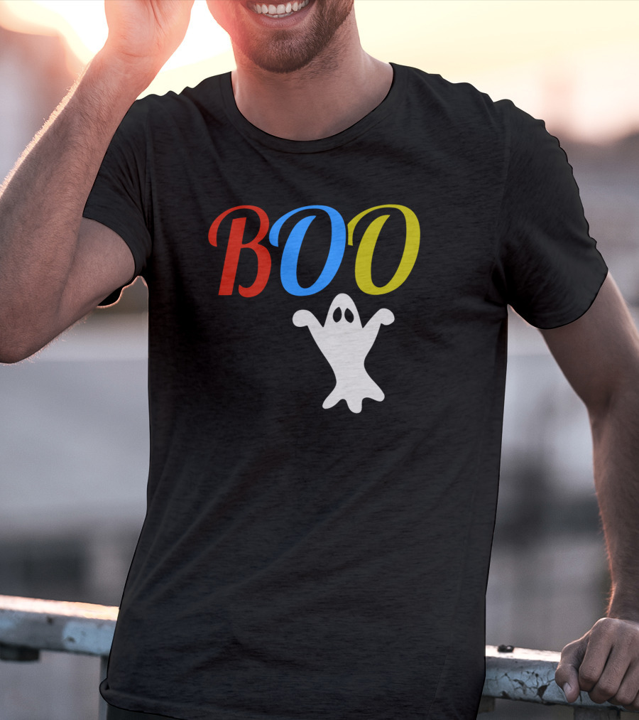 BOO Ghost Multicolor Halloween Spooky T-Shirt