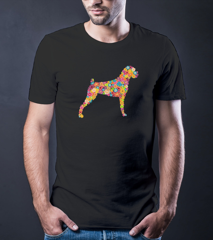 Boxer Flower Pattern Dog T-Shirt