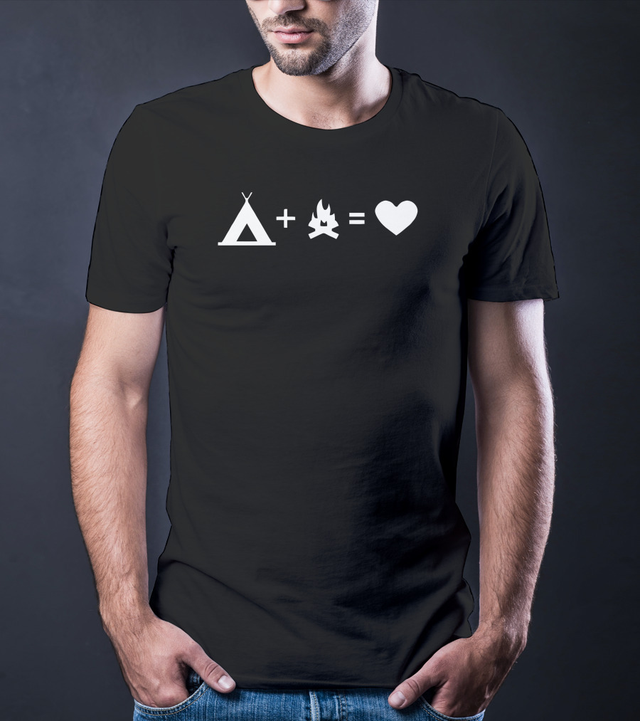 Tent Plus Campfire Equals Heart Camping Love T-Shirt