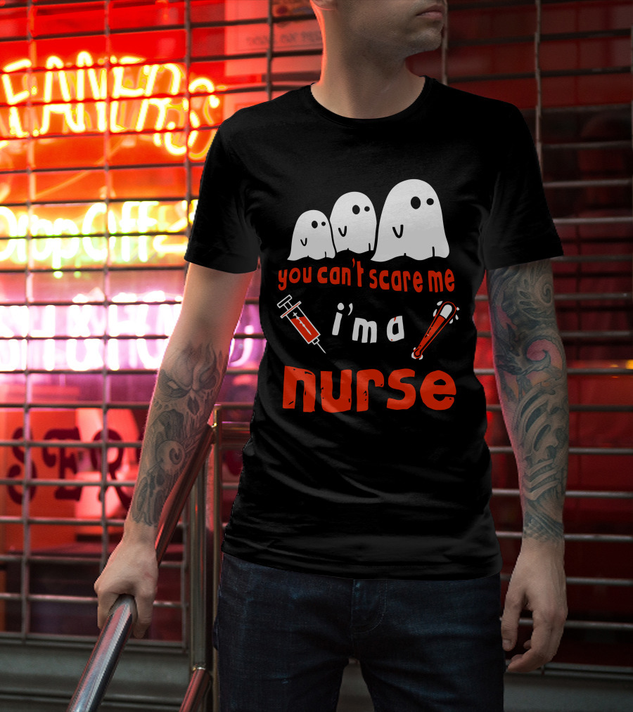 You Can't Scare Me I'm A Nurse Ghosts Syringe Bat T-Shirt