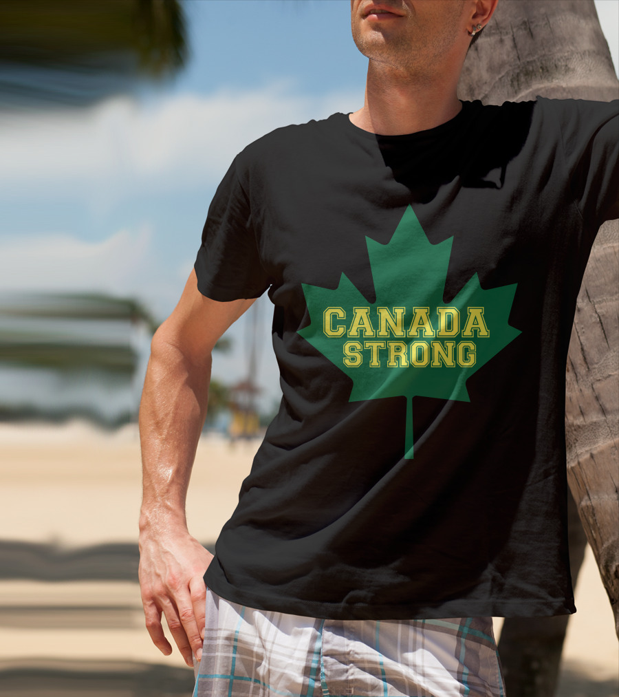 Canada Strong Maple Leaf Green And Yellow T-Shirt