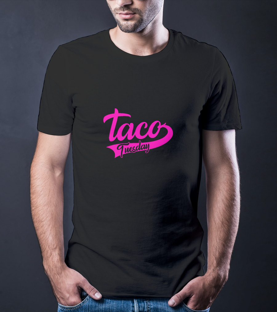 Taco Tuesday Pink Text Logo Bold Script T-Shirt