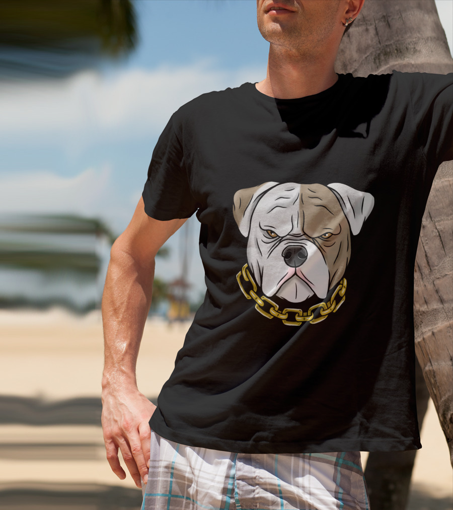 Pitbull Head With Gold Chain T-Shirt