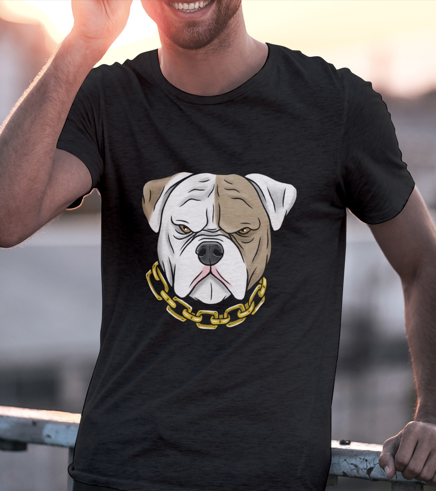 Pitbull Head With Gold Chain T-Shirt