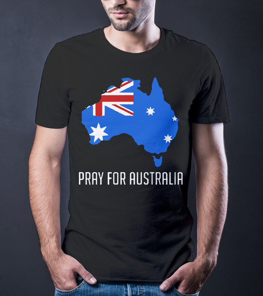 Pray For Australia Forest Fires Australia Map Flag Stars T-Shirt