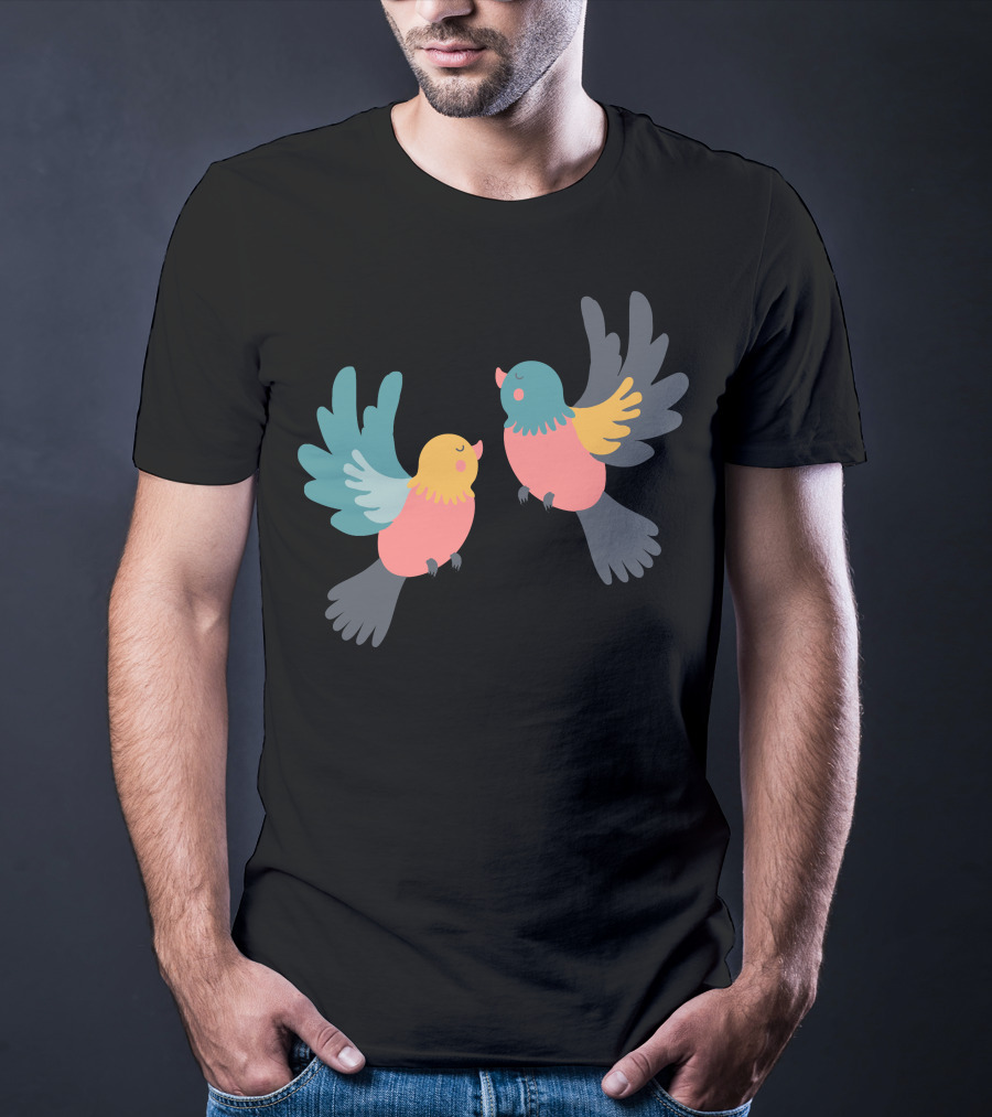 Pretty Birds Vibrant Colorful Avian Pair T-Shirt