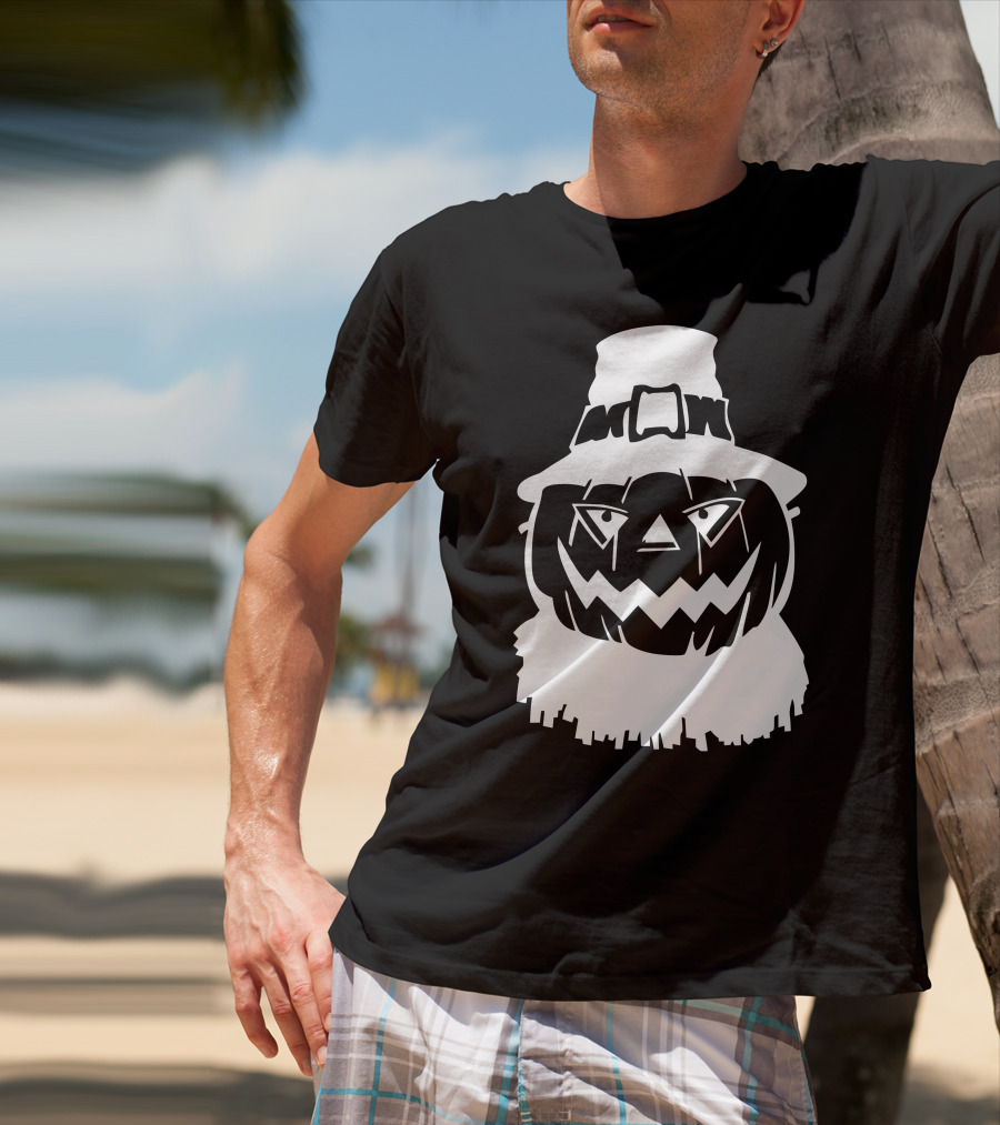 Pumpkin Face Scarecrow Hat T-Shirt