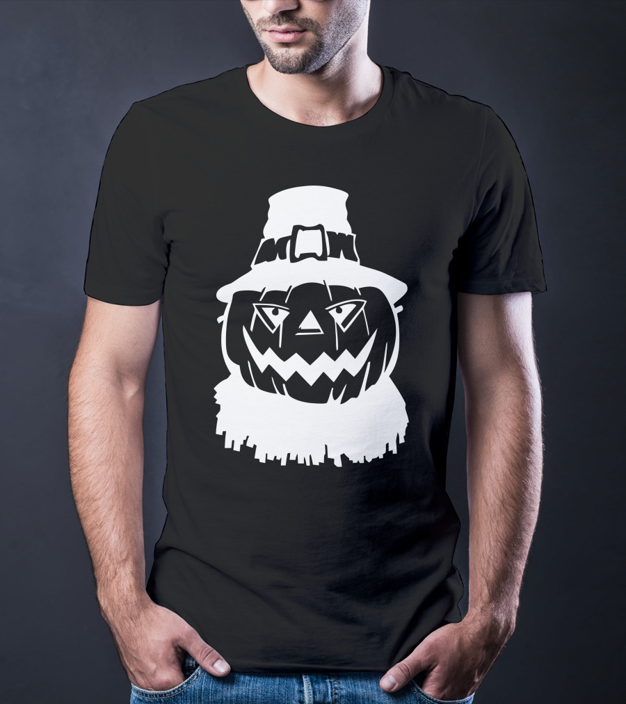 Pumpkin Face Scarecrow Hat T-Shirt