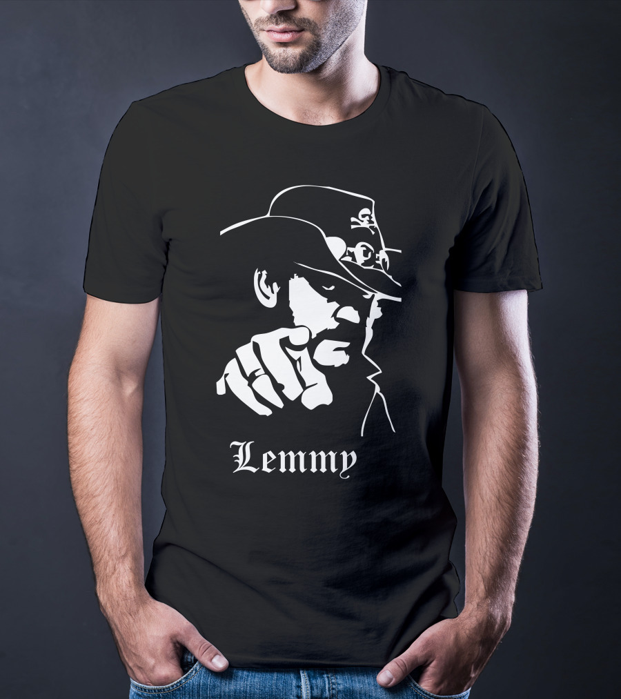 Lemmy Kilmister Memorial Tribute Iconic Figure With Hat And Crossbones T-Shirt