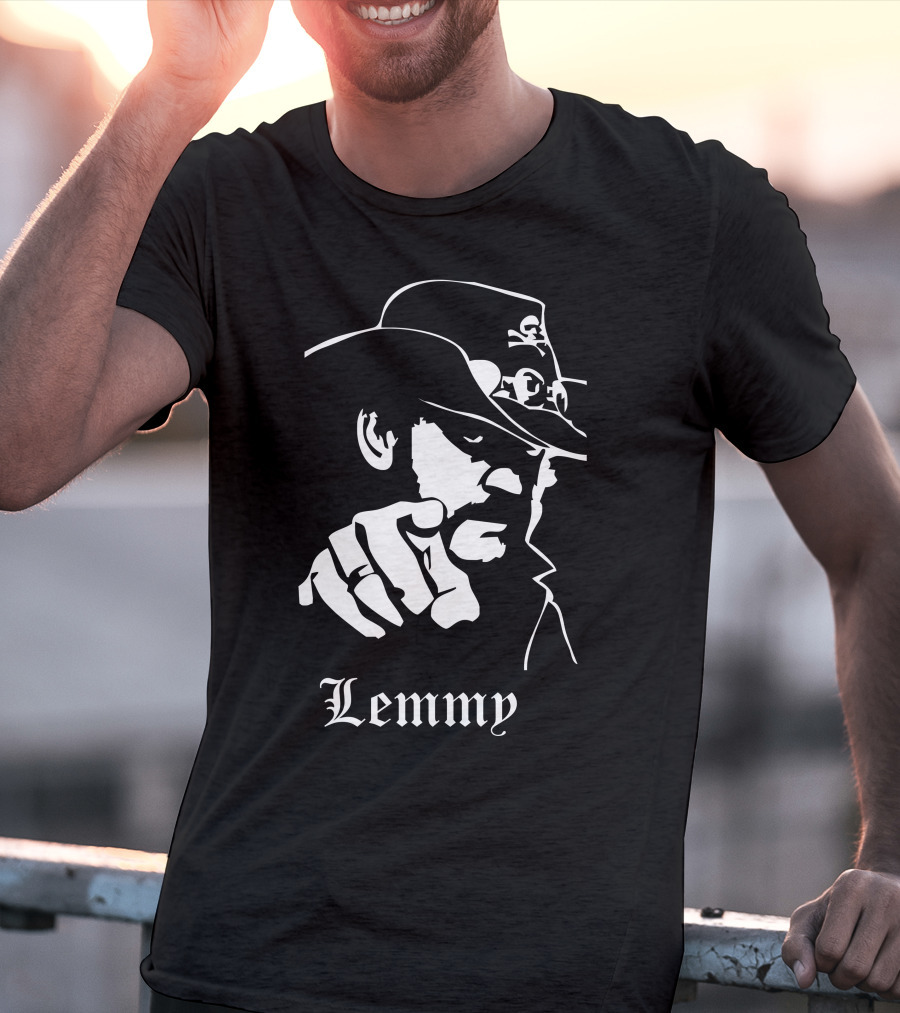 Lemmy Kilmister Memorial Tribute Iconic Figure With Hat And Crossbones T-Shirt