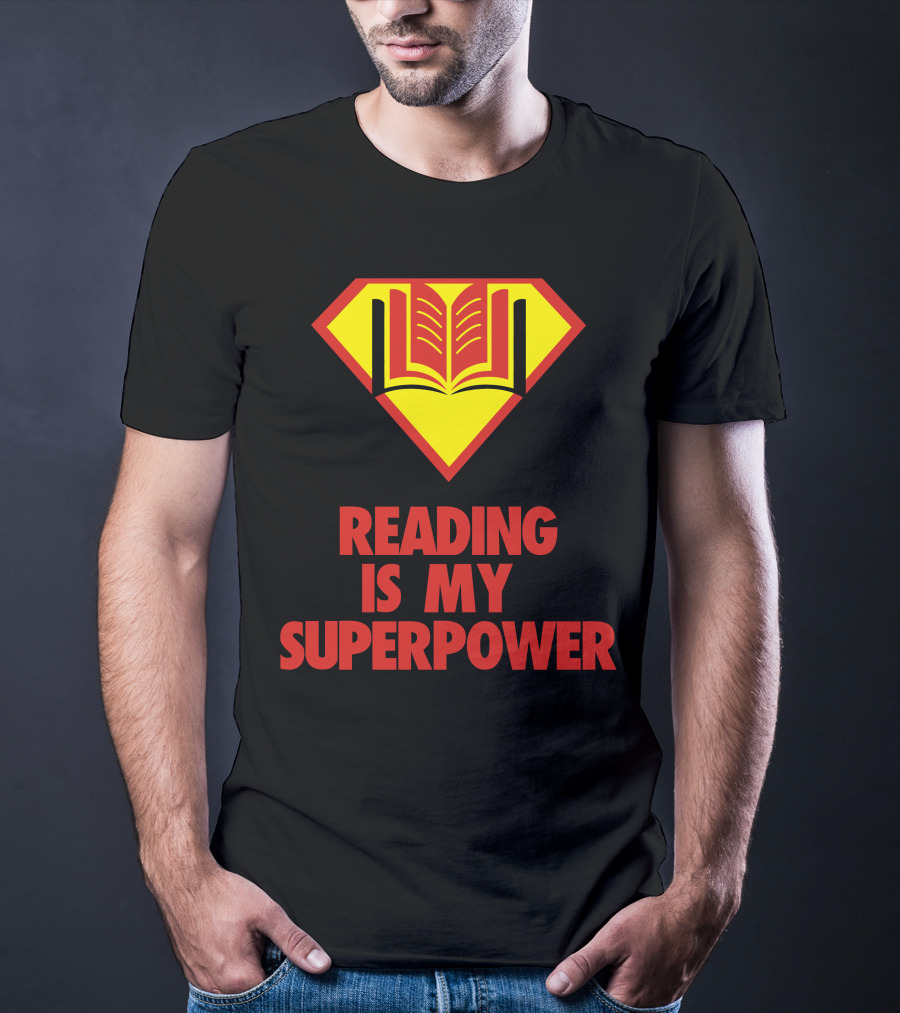 Reading Is My Superpower Book Emblem Hero T-Shirt