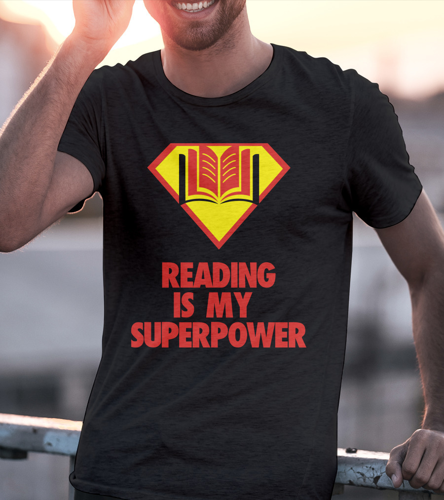 Reading Is My Superpower Book Emblem Hero T-Shirt