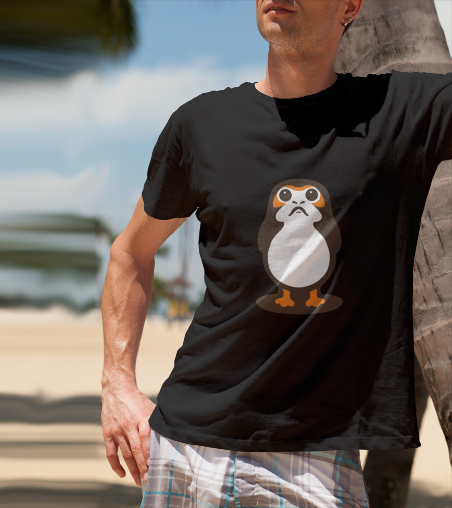 Retro Galactic Penguin Meets Porg T-Shirt