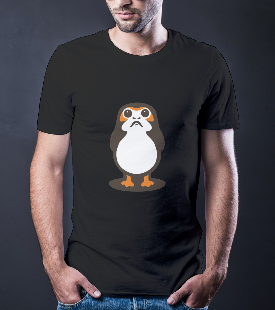 Retro Galactic Penguin Meets Porg T-Shirt