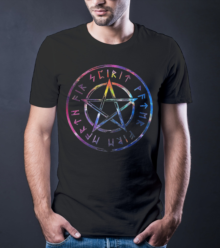 Runes Of Magic Spirit Fire Water Earth Pentacle T-Shirt