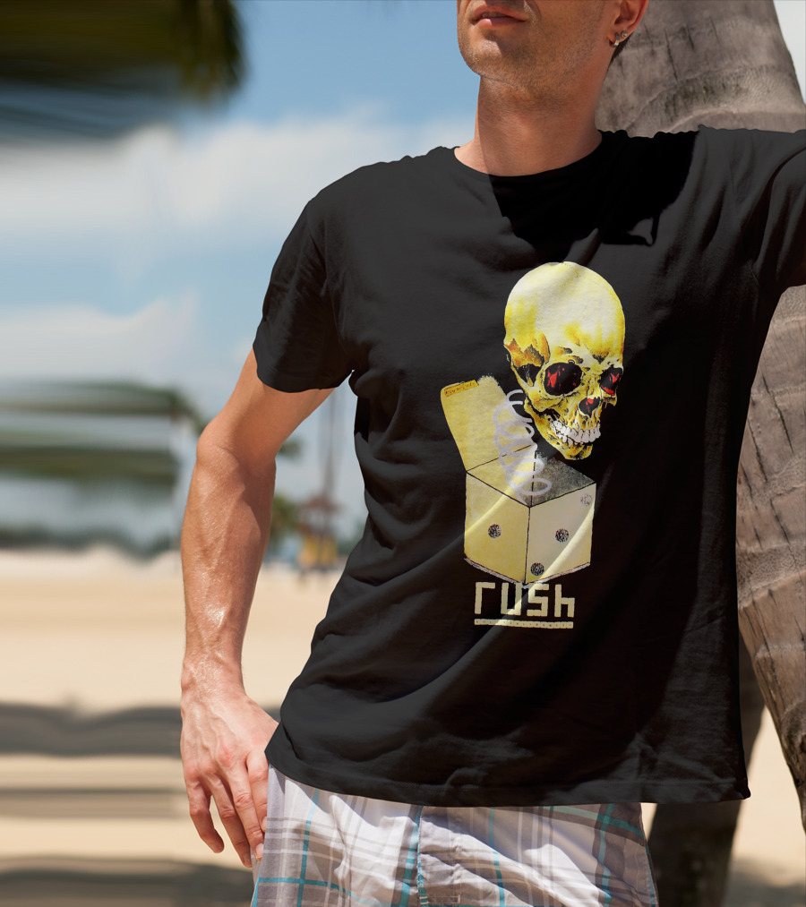 Rush Pushead Skull Springing From Dice Box T-Shirt