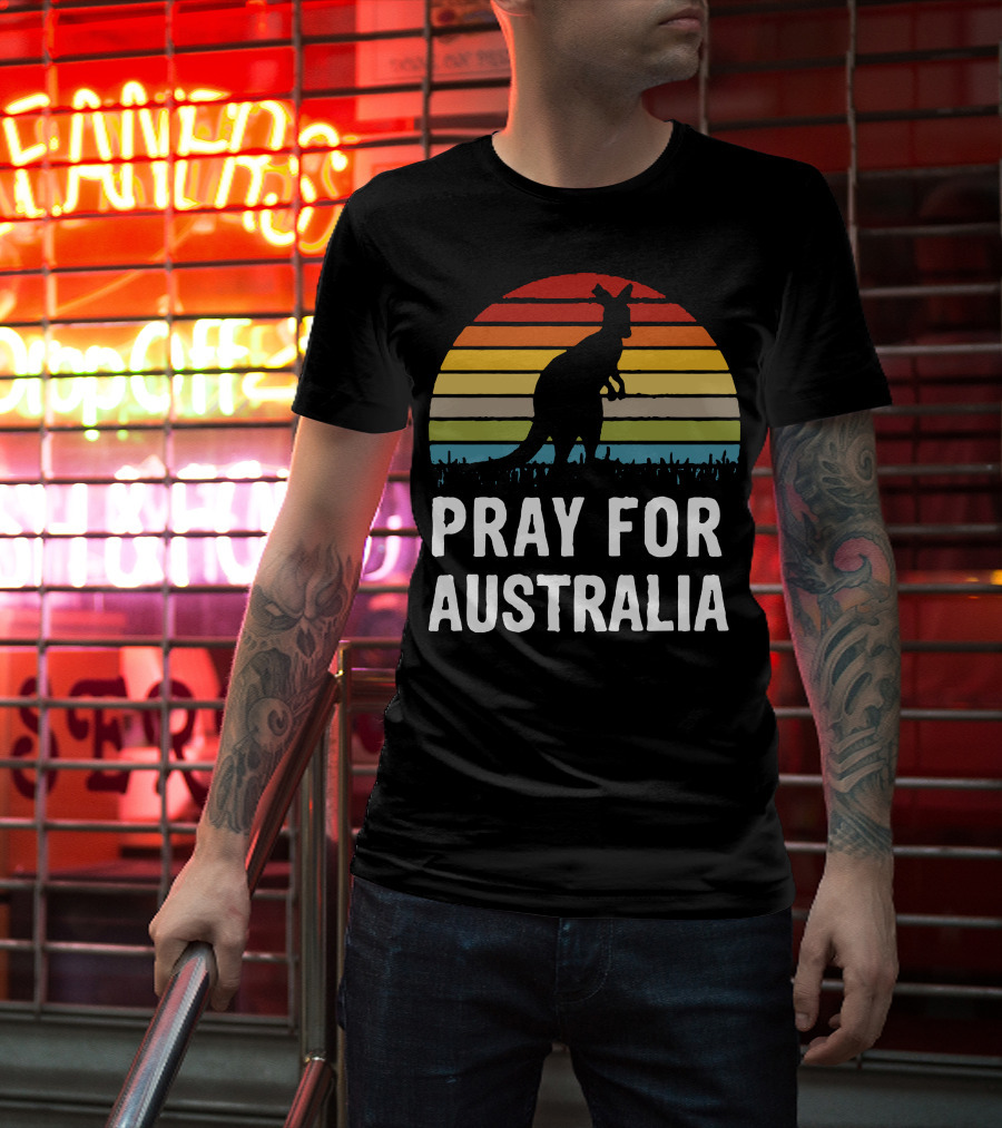 Pray For Australia Kangaroo Sunset T-Shirt