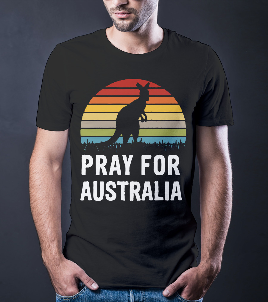 Pray For Australia Kangaroo Sunset T-Shirt