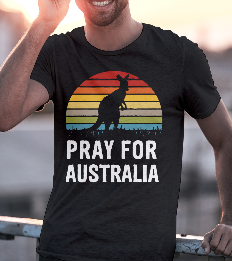 Pray For Australia Kangaroo Sunset T-Shirt