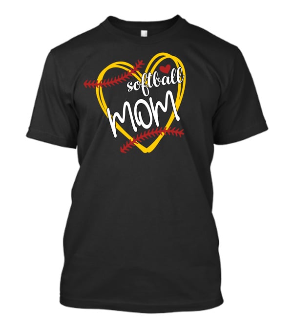 Softball Mom Heart Baseball Stitches T-Shirt
